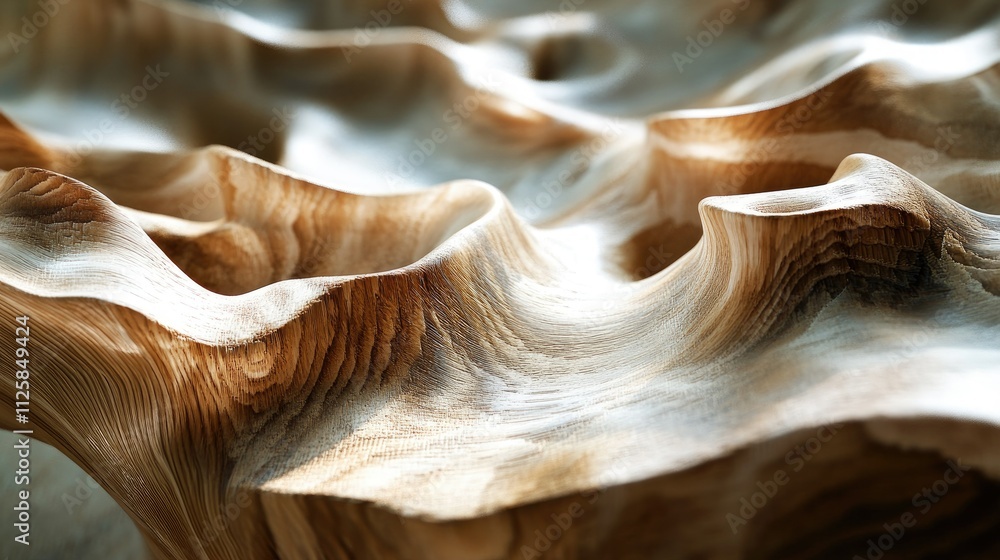 Poster abstract wooden waves appear like ripples in a pond, with the grain of the wood creating a fluid, na
