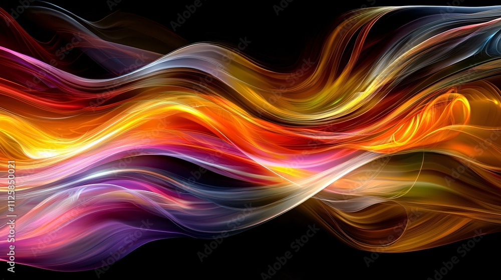 Poster a colorful illustration of quantum computing accelerating scientific research stock photo with side 