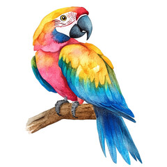 Obraz premium Vibrant Watercolor Macaw: A Tropical Bird