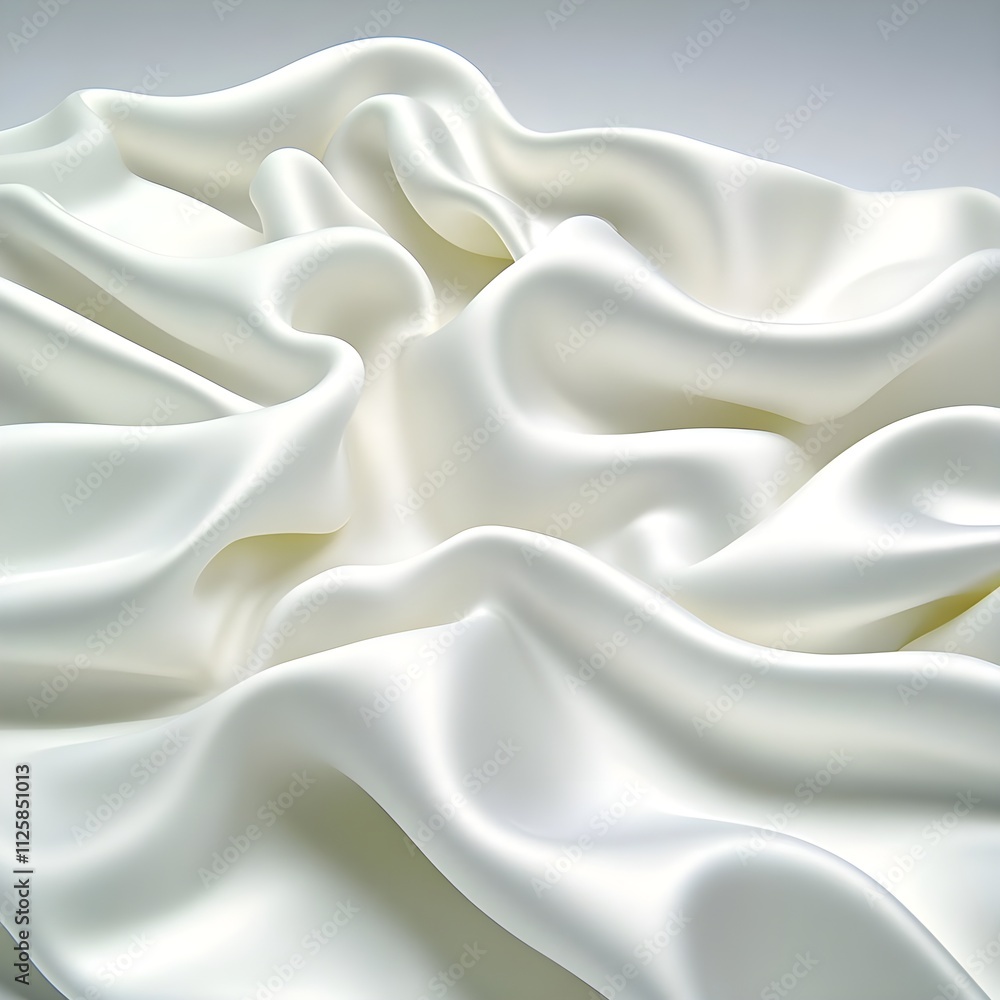 Poster soft white fabric waves with gentle curves and texture for background or textile design in minimalis