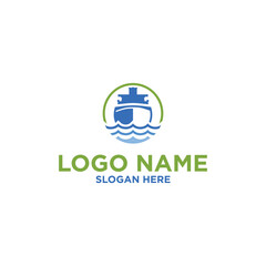 Ship Logistics and Ship Express Delivery Company Logo Design Template