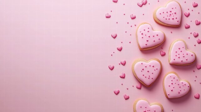 Heart-shaped cookies decorated for a celebration