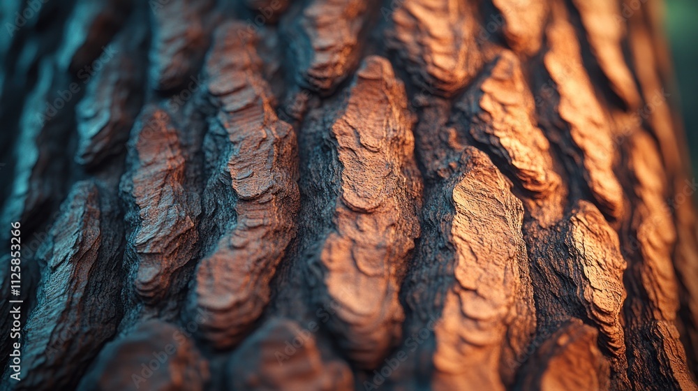 Poster close-up of tree bark texture with warm and cool tones.