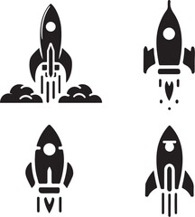 Rocket Silhouette Vector Icon Illustration - High-Quality Editable Graphic Design

