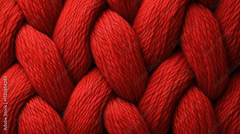 Poster soft, textured wool fabric with a vibrant red braided design, offering a warm, inviting atmosphere w