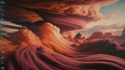 Obraz premium A colorful abstract photograph that captures the motion blur effect of a dynamic landscape with orange and purple tones