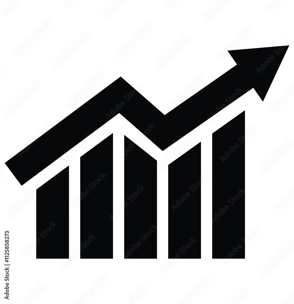 Poster graph chart vector icon set. stock growth graph symbol. increase. chart progress ascending high. eco