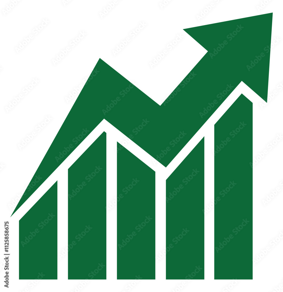 Poster graph chart vector icon set. stock growth graph symbol. increase. chart progress ascending high. eco