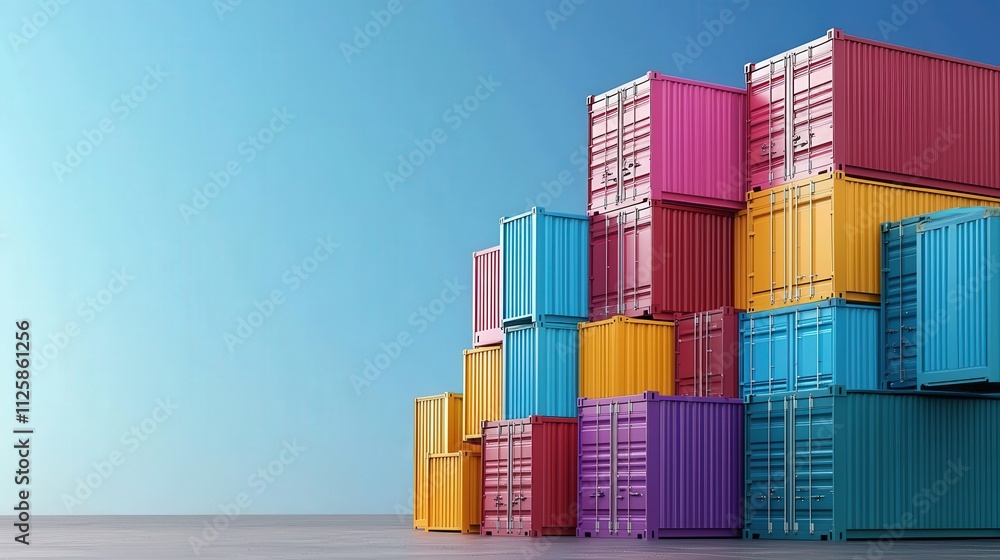 Aufkleber a stack of colorful shipping containers arranged neatly.