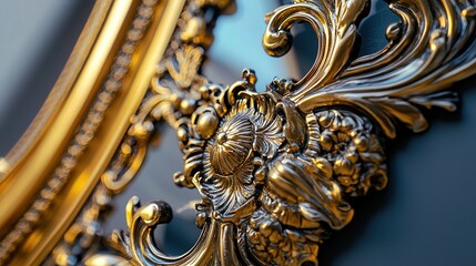 Fototapeta premium A gold ornate mirror with intricate detailing.