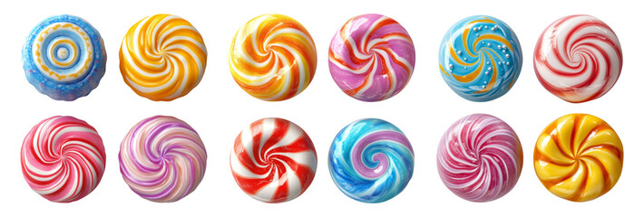 Colorful Lollipops on Transparent Background