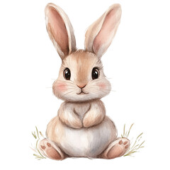 Obraz premium Adorable Watercolor Bunny: A Charming Easter Rabbit Illustration