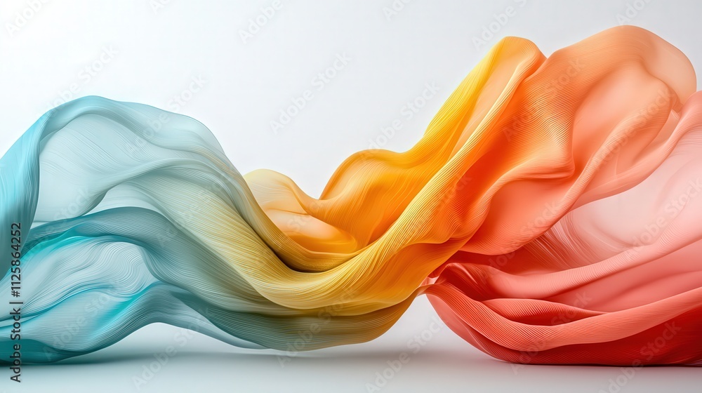 Poster A colorful abstract wave pattern flowing gracefully across a white background.