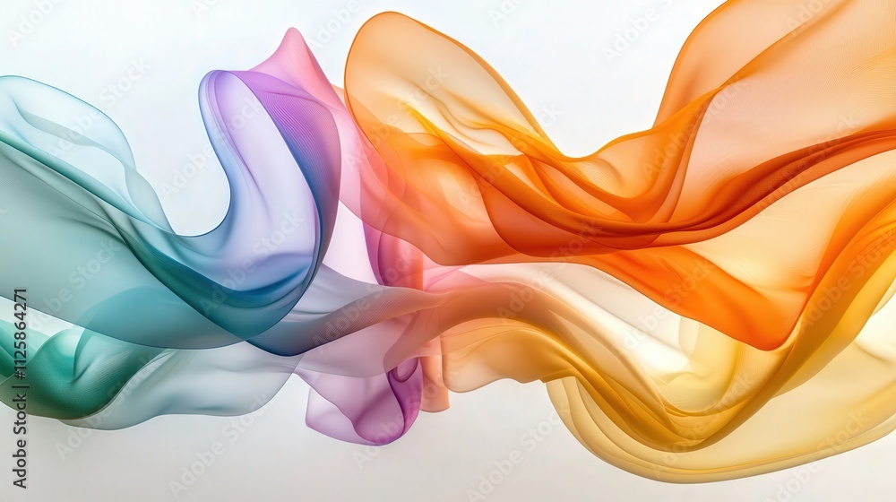 Poster a colorful abstract wave pattern flowing gracefully across a white background.