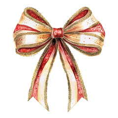 Festive christmas bow ornament watercolor clipart holiday decoration tinsel trim environment cheerful viewpoint joyful concept