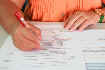 English proofreading paper in office