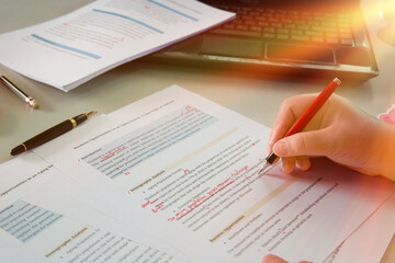 English proofreading paper in office