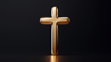 Naklejka premium A golden cross standing upright.