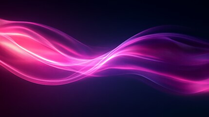 Abstract glowing purple and pink waves on a black background