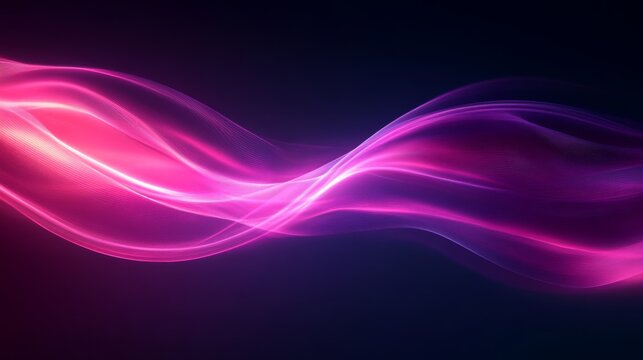 Abstract glowing purple and pink waves on a black background