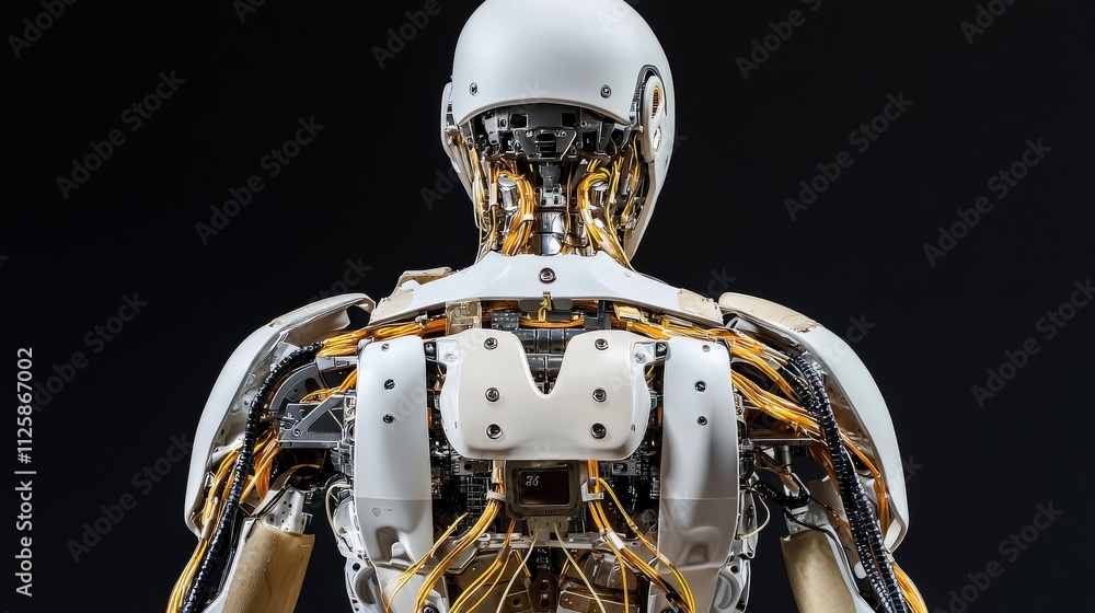 Aufkleber a humanoid robot with sleek metallic features.