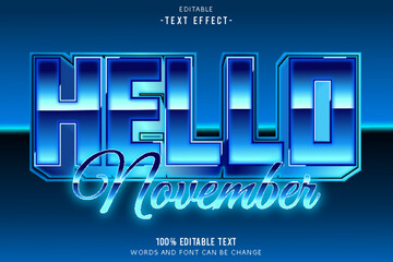 Hello November editable text effect 3d emboss modern style