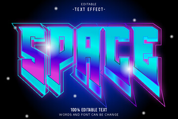 Space editable text effect 3d emboss neon style