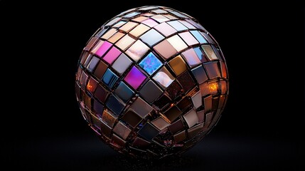 A disco ball reflecting tiny light spots.