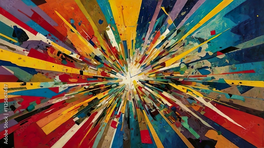 Aufkleber abstract colorful background with rays and a vibrant explosion of colors, featuring rainbow patterns