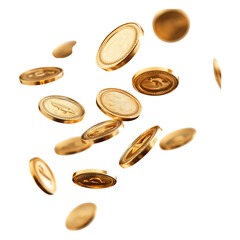 Obraz premium Falling Gold Coins on Transparent Background