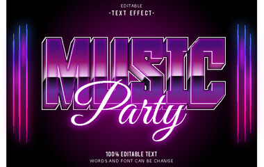 Music Party editable text effect 3d emboss 80s style