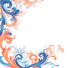 Fototapeta premium Abstract Swirling Floral Design in Blue, Orange and White