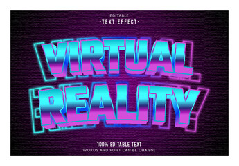 Virtual Reality editable text effect 3d emboss 80’s style