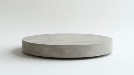 Minimalist Concrete Round Podium on White Background