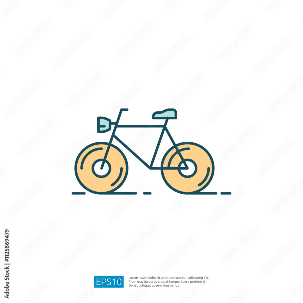 Poster a simple line drawing of a bicycle with large wheels, emphasizing a minimalist design.