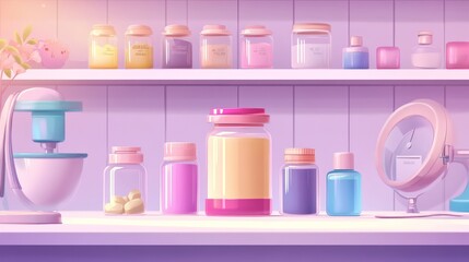 Colorful Bottles in Minimalist Bathroom Setting