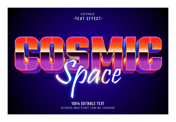 Cosmic Space editable text effect 3d emboss 80’s style