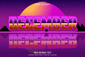 December editable text effect 3d emboss 80’s  style