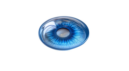 PNG, Contact lens, blue lens, isolated on white background, created with Generative AI technology.