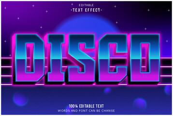 Disco editable text effect 3d emboss 80’s style