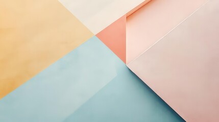 Abstract geometric shapes in soft pastel colors create a modern design aesthetic.