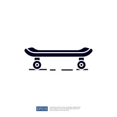 A simple, stylized illustration of a skateboard, showcasing its shape and wheels, suitable for design purposes or representing skateboarding culture.