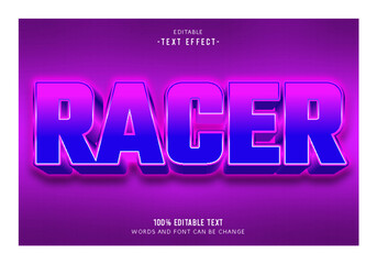 Racer editable text effect 3d emboss modern style