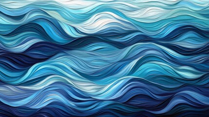 Abstract Ocean Waves in Shades of Blue and Turquoise