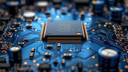 A close up of a computer chip