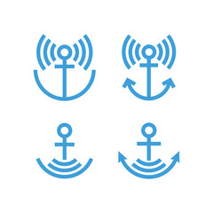 Simple Modern Wi-fi Anchor Logo. Anchor map wifi logo design