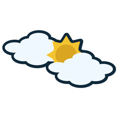 sun and clouds flat illustration