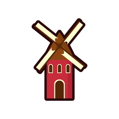 Windmill building flat illustration
