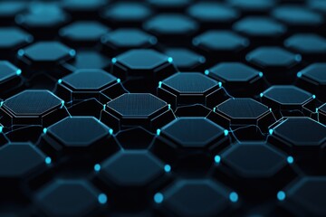 Futuristic abstract viewpoint blue hexagonal grid technology