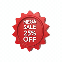 abstract 3d mega sale typography text in different style isolated on white background